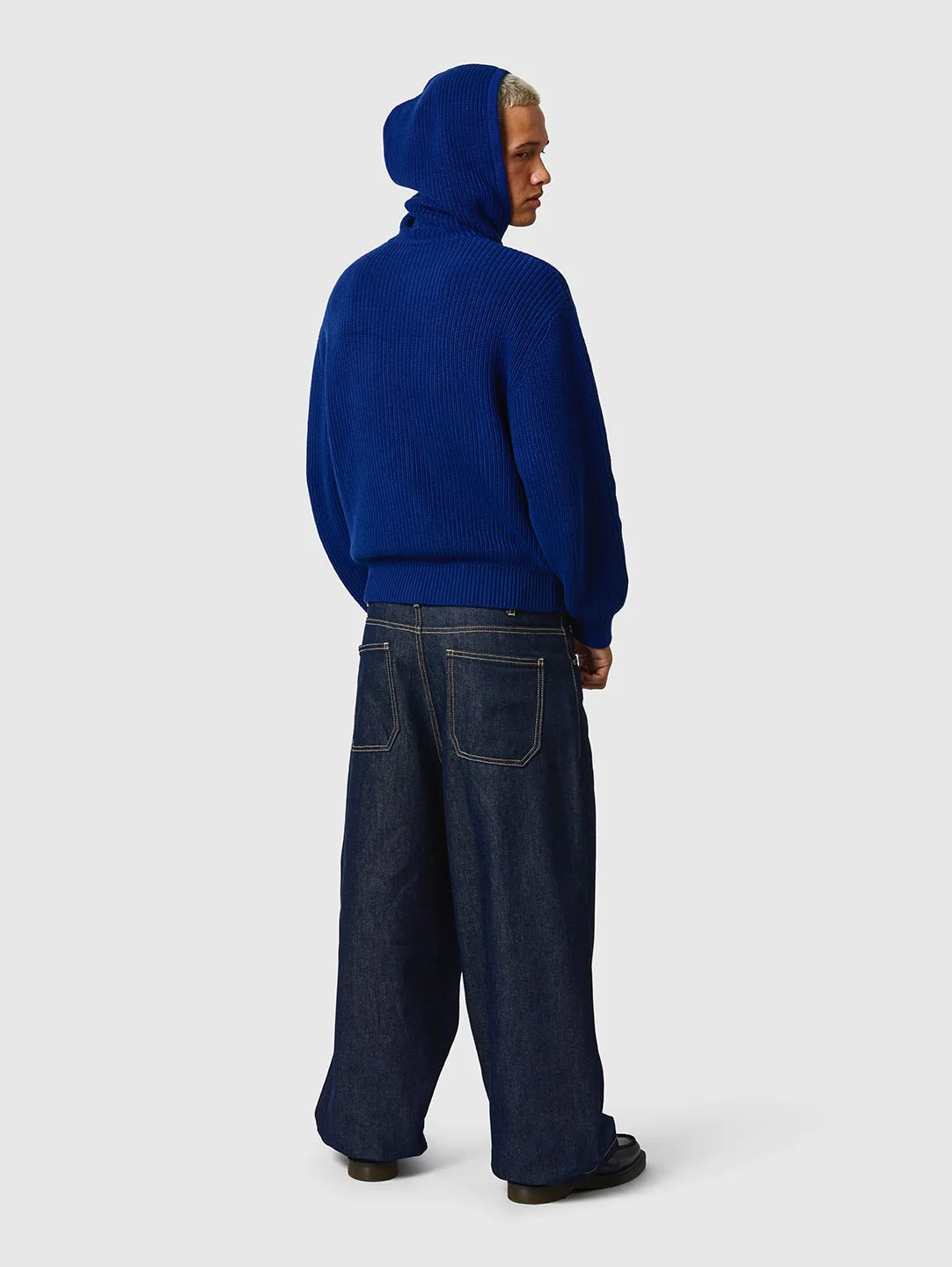 Zip Knit Hoodie Dark Blue - Image 4